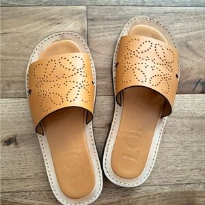 Loewe Caramel Leather Perforated Sandals